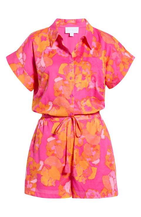 Elaris Floral Mavy Cotton Button-Up Romper
