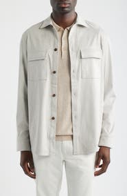 Scott Barber Stretch Faux Microsuede Shirt Jacket