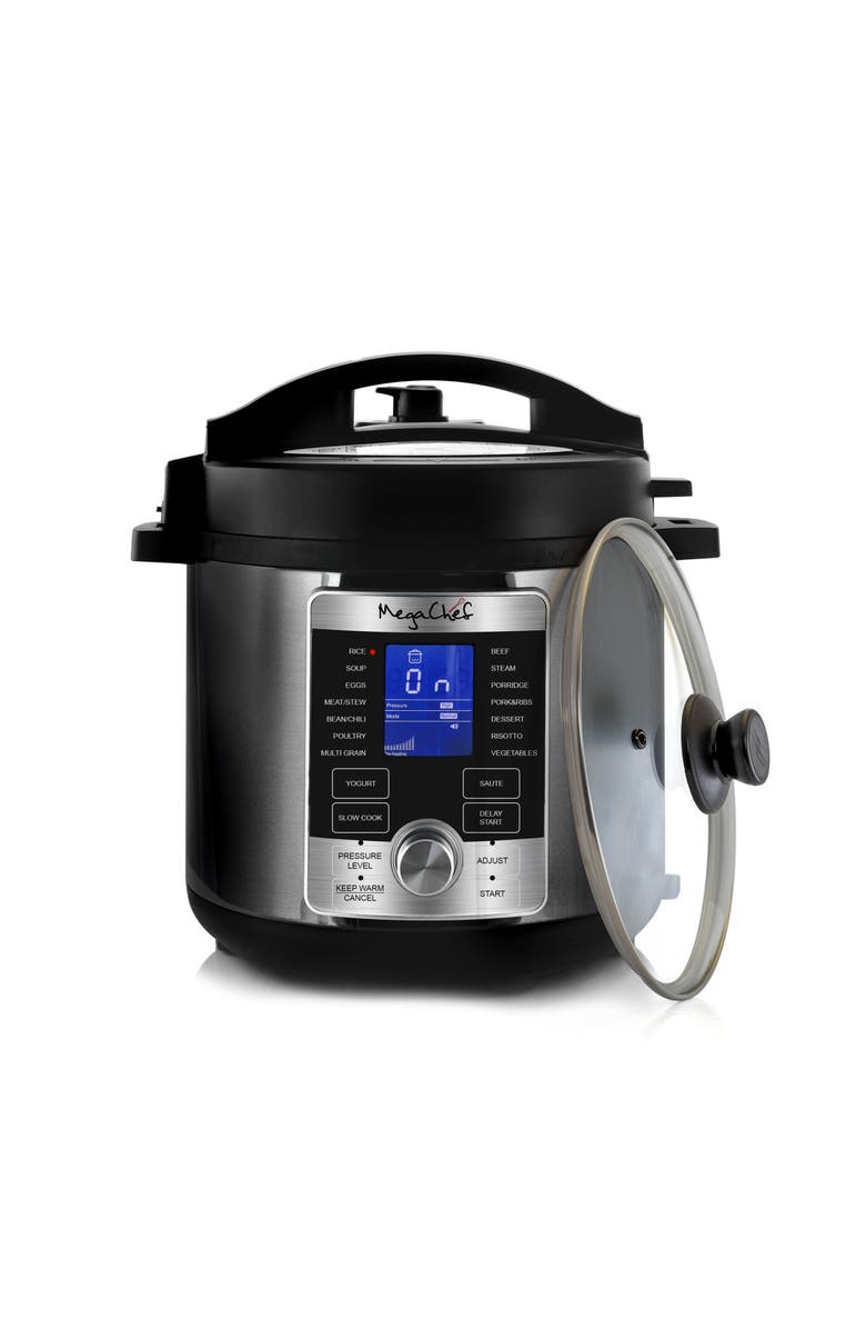 Megachef 6 Quart Stainless Steel Electric Digital Pressure Cooker with Lid, Alternate, color, Grey