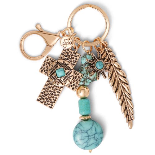 Jessica Simpson Bead Keychain With Charms In Gold