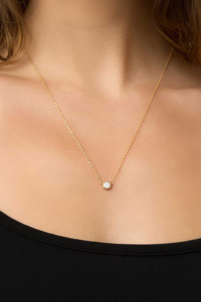 14K Solid Gold 0.5 cttw Luminous Lab Diamond Bezel Necklace, Alternate, color, White Gold, Lab Diamonds