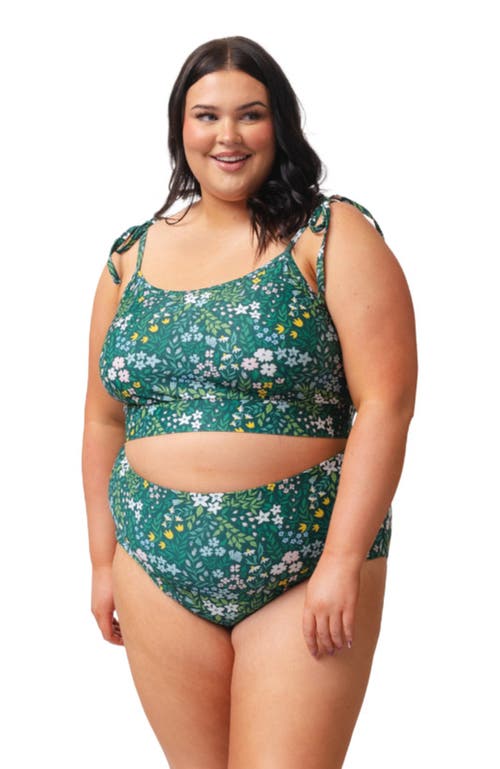 Shop Lime Ricki Swimwear Reversible Ultra High-waist Bottom In Cottage Floral/basil