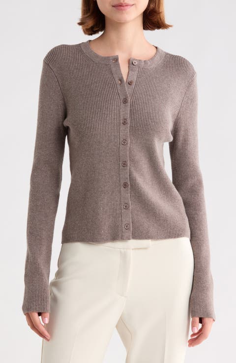 Ribbed Button Front Cardigan