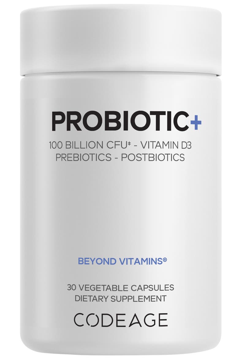 Probiotic+ 100B CFU, 12 Strains, Pre/Postbiotics, D3 Supplement, Main, color, White