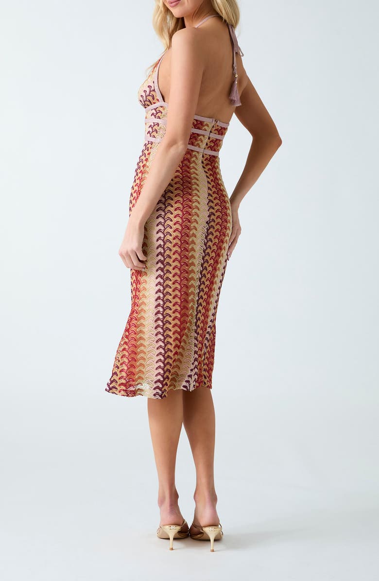 GUESS Fearne Metallic Halter Midi Dress, Alternate, color, Dream Pink Multi