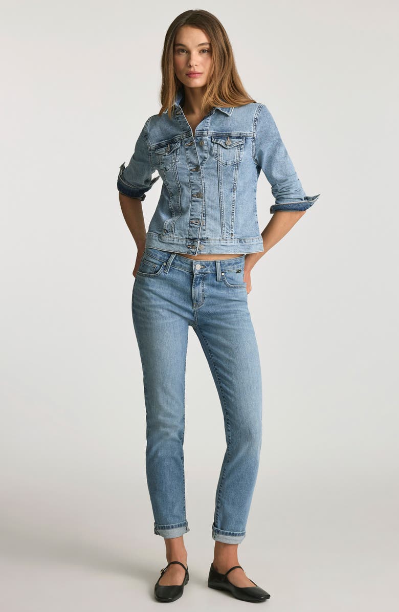 Mavi Jeans Emma Mid Rise Slim Boyfriend Jeans, Alternate, color, Light Brushed Flex Blue