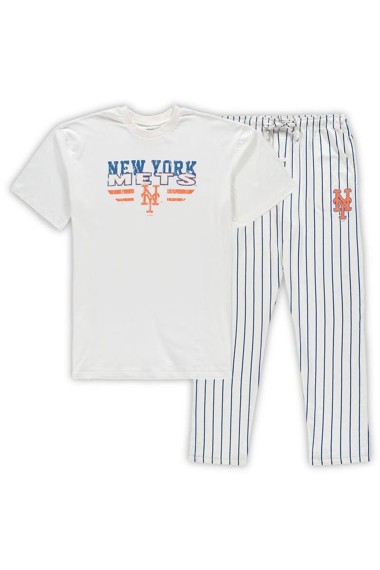 Men's Concepts Sport White/Royal New York Mets Big & Tall Pinstripe Sleep Set, Main, color, White