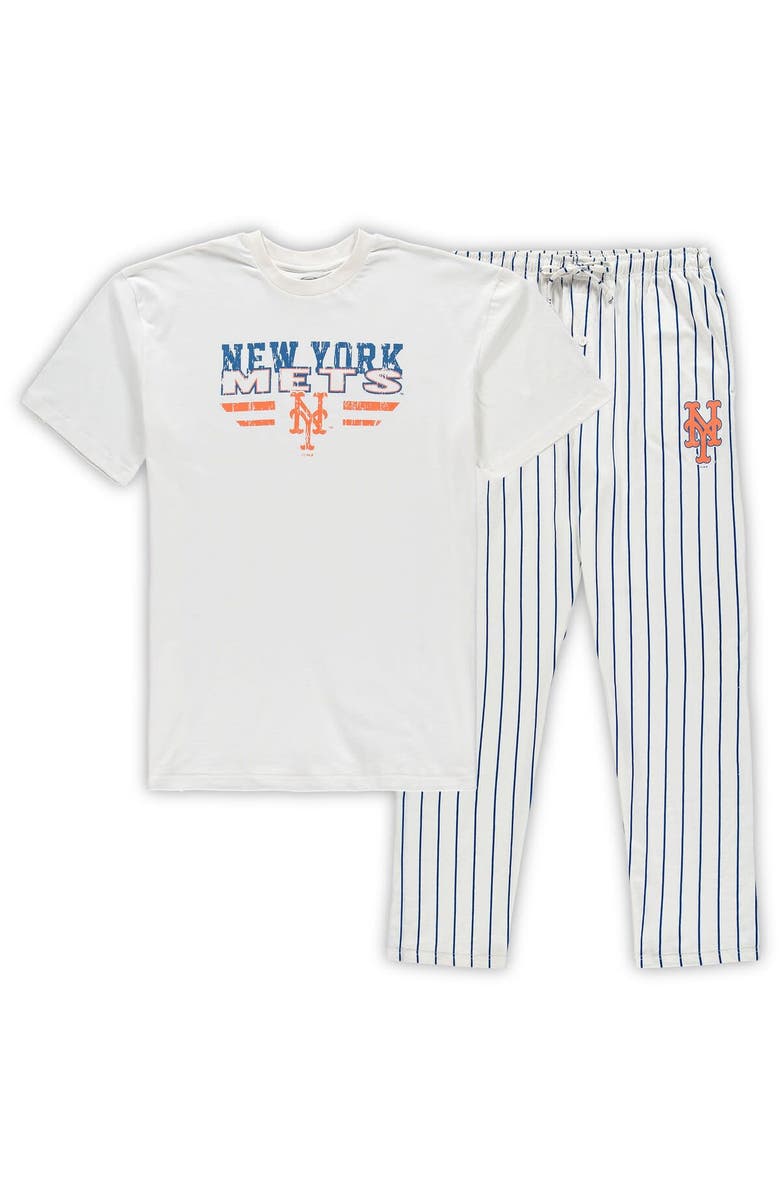 CONCEPTS SPORT Men's Concepts Sport White/Royal New York Mets Big & Tall Pinstripe Sleep Set, Main, color, White