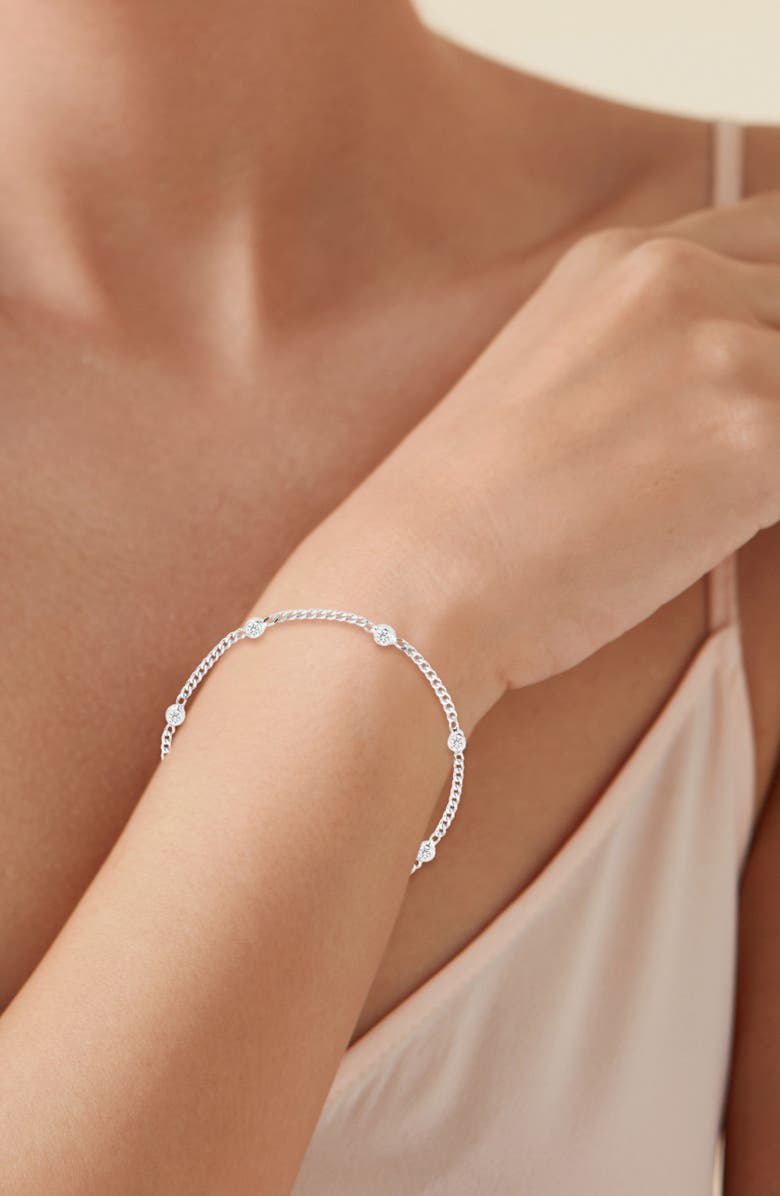 GLAZE JEWELRY Cubic Zirconia Station Bracelet, Alternate, color, Silver