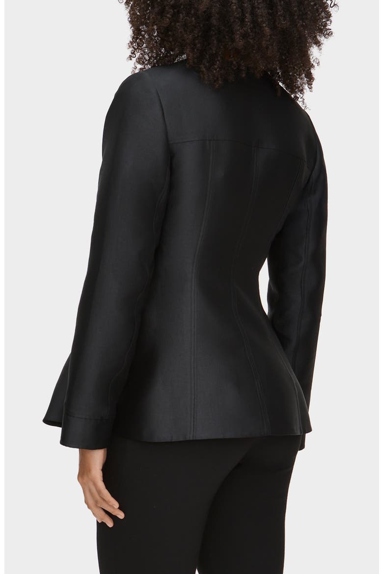 Dara Collarless Jacket, Alternate, color, BLACK