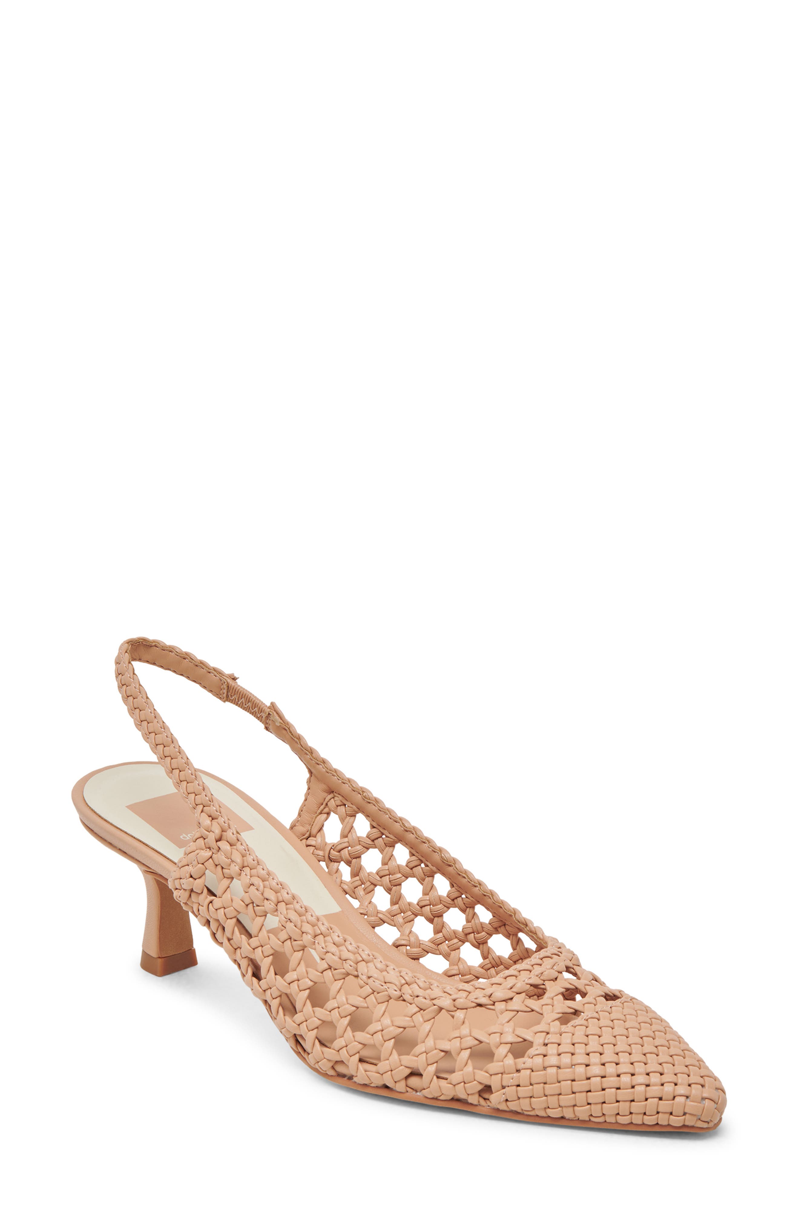 Olympa Pointed Toe Slingback Pump, Main, color, CAFE WOVEN STELLA