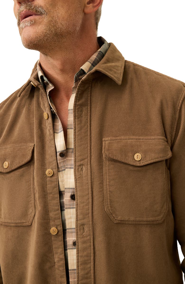 Faherty Cotton Stretch Corduroy Button-Up Overshirt, Alternate, color, Timber