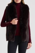 NVLT Jenny Eyelash Vest with Faux Fur Collar