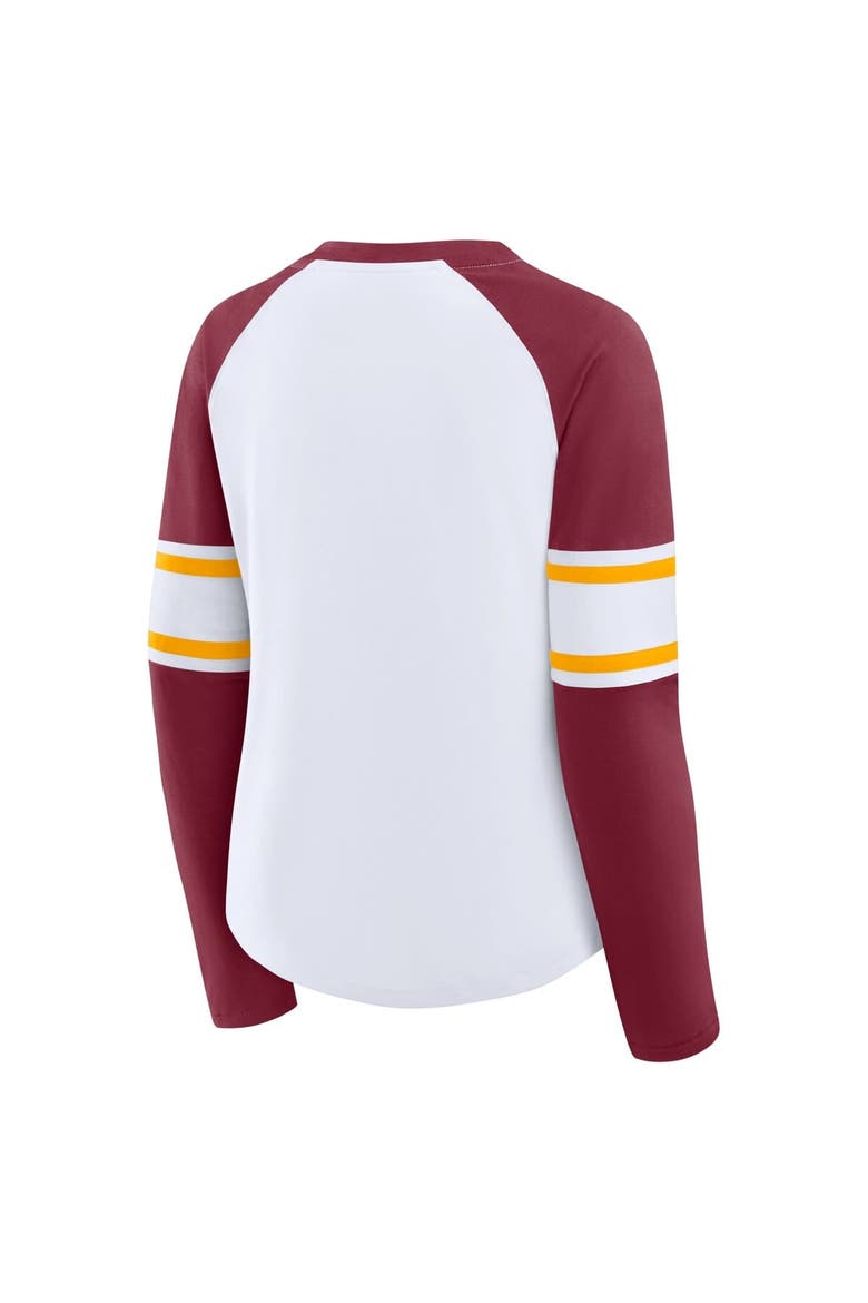 Women's Fanatics White/Burgundy Washington Commanders Redzone Blitz Package Raglan Lace-Up V-Neck Long Sleeve T-Shirt, Alternate, color, White