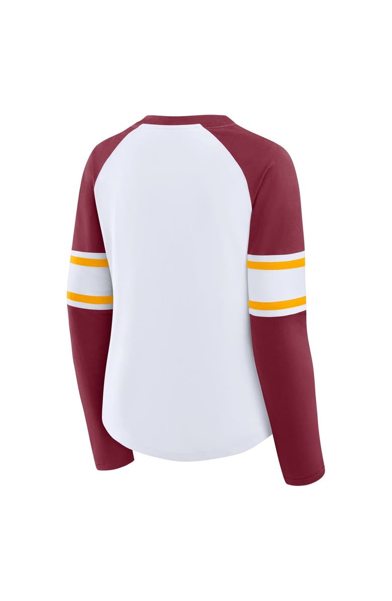FANATICS Women's Fanatics White/Burgundy Washington Commanders Redzone Blitz Package Raglan Lace-Up V-Neck Long Sleeve T-Shirt, Alternate, color, White