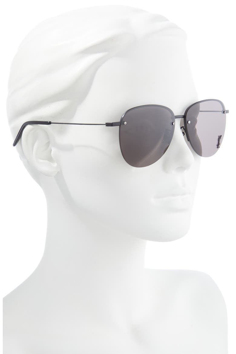 61mm Aviator Sunglasses, Alternate, color, BLACK