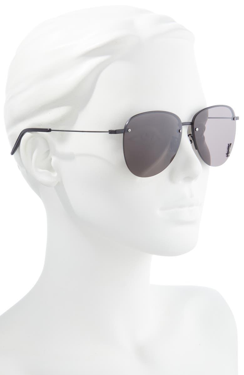 Saint Laurent 61mm Aviator Sunglasses, Alternate, color, Black