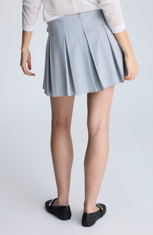 Kenneth Cole Box Pleat Mini Skort With Double Belt In Grey Dusk Melange
