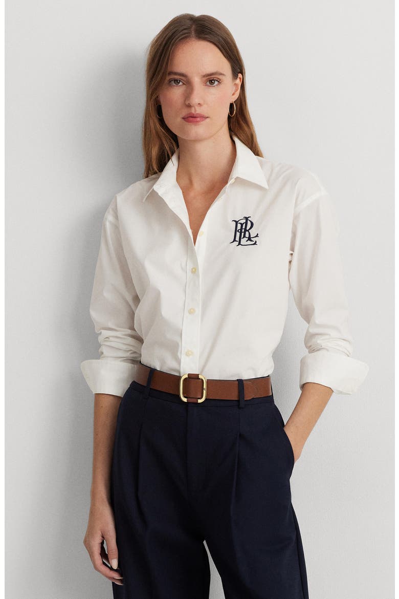 Relaxed Fit Stretch Cotton Shirt, Alternate, color, WHITE