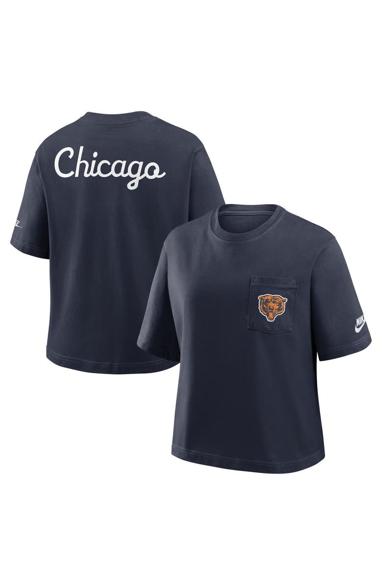 Nike Women's Nike Navy Chicago Bears Rewind Pocket Boxy T-Shirt, Alternate, color, Navy