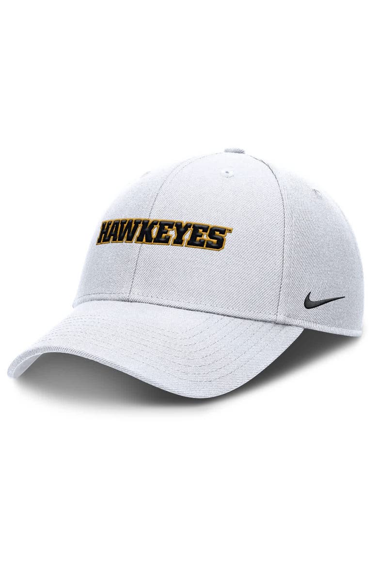 Men's Nike White Iowa Hawkeyes 2025 On-Field Rise Performance Adjustable Hat, Main, color, White