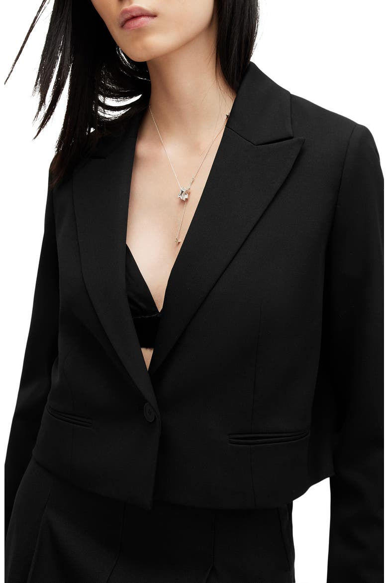 Shores One-Button Crop Blazer, Alternate, color, BLACK