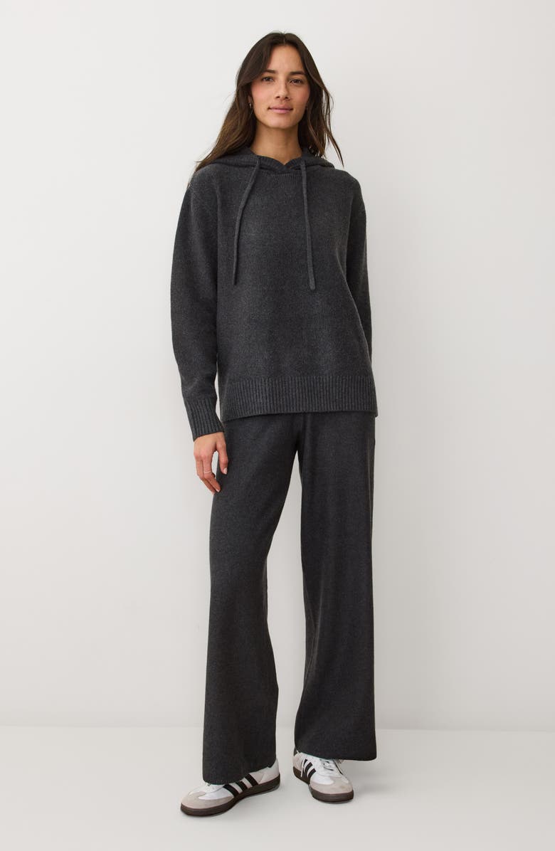 Marine Layer Chalet Cotton Blend Knit Hoodie, Alternate, color, Charcoal