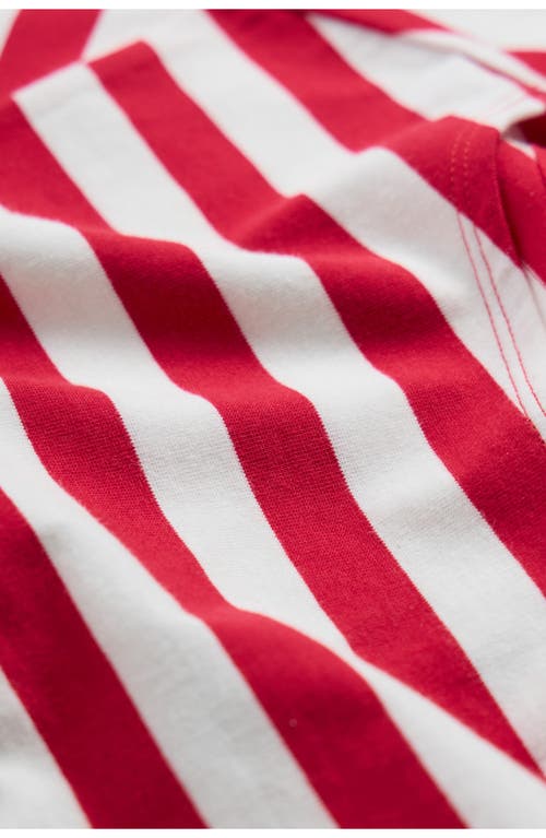 Seasalt Cornwall Sailor Stripe Three Quarter Sleeve Organic Cotton T-shirt In Scallion Scarlet