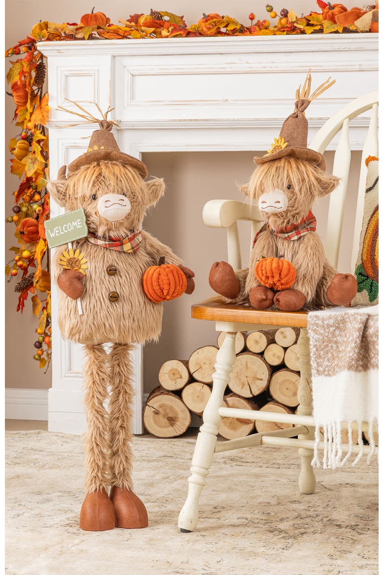 Christmas Fabric Highland Cow Table Decor, Alternate, color, Orange