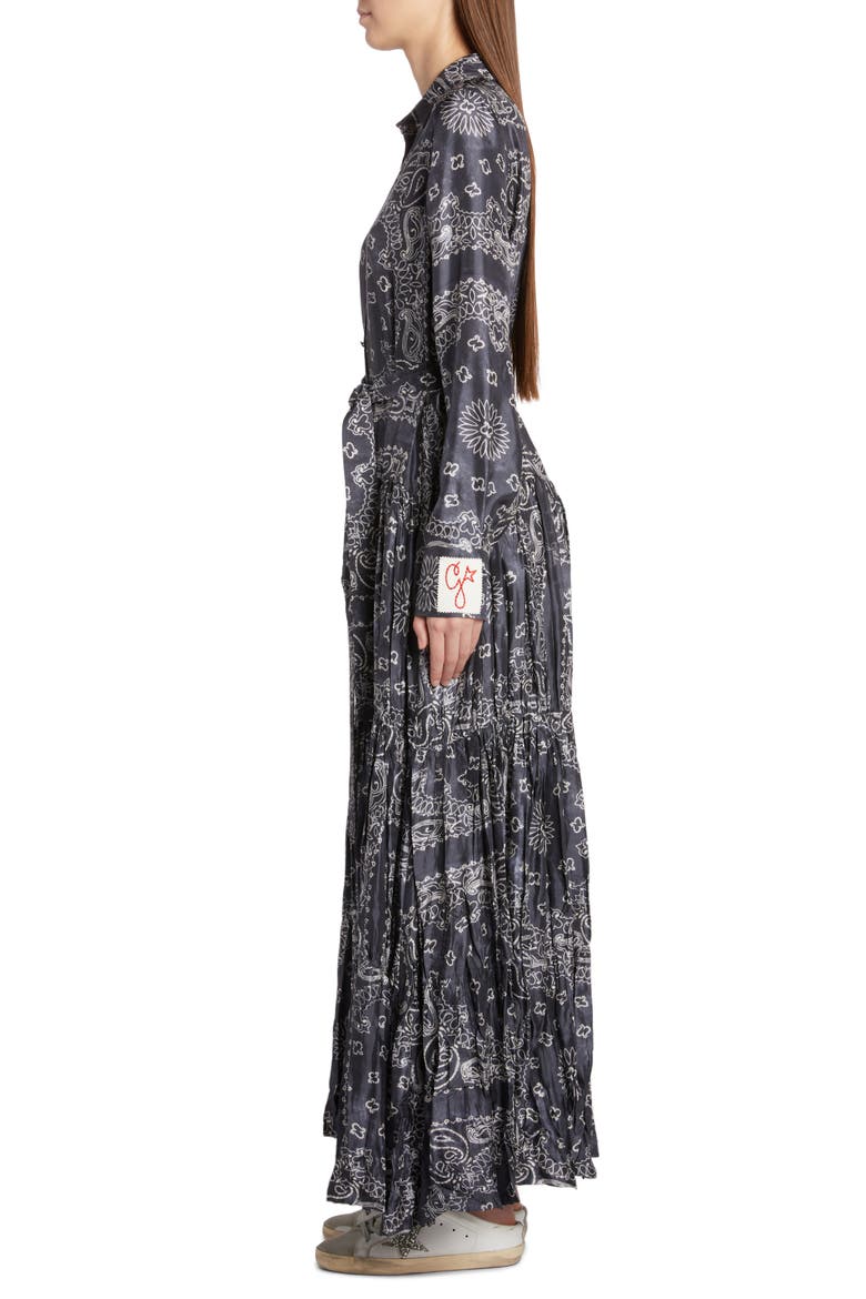 Bandana Print Long Sleeve Twill Maxi Dress, Alternate, color, ANTHRACITE