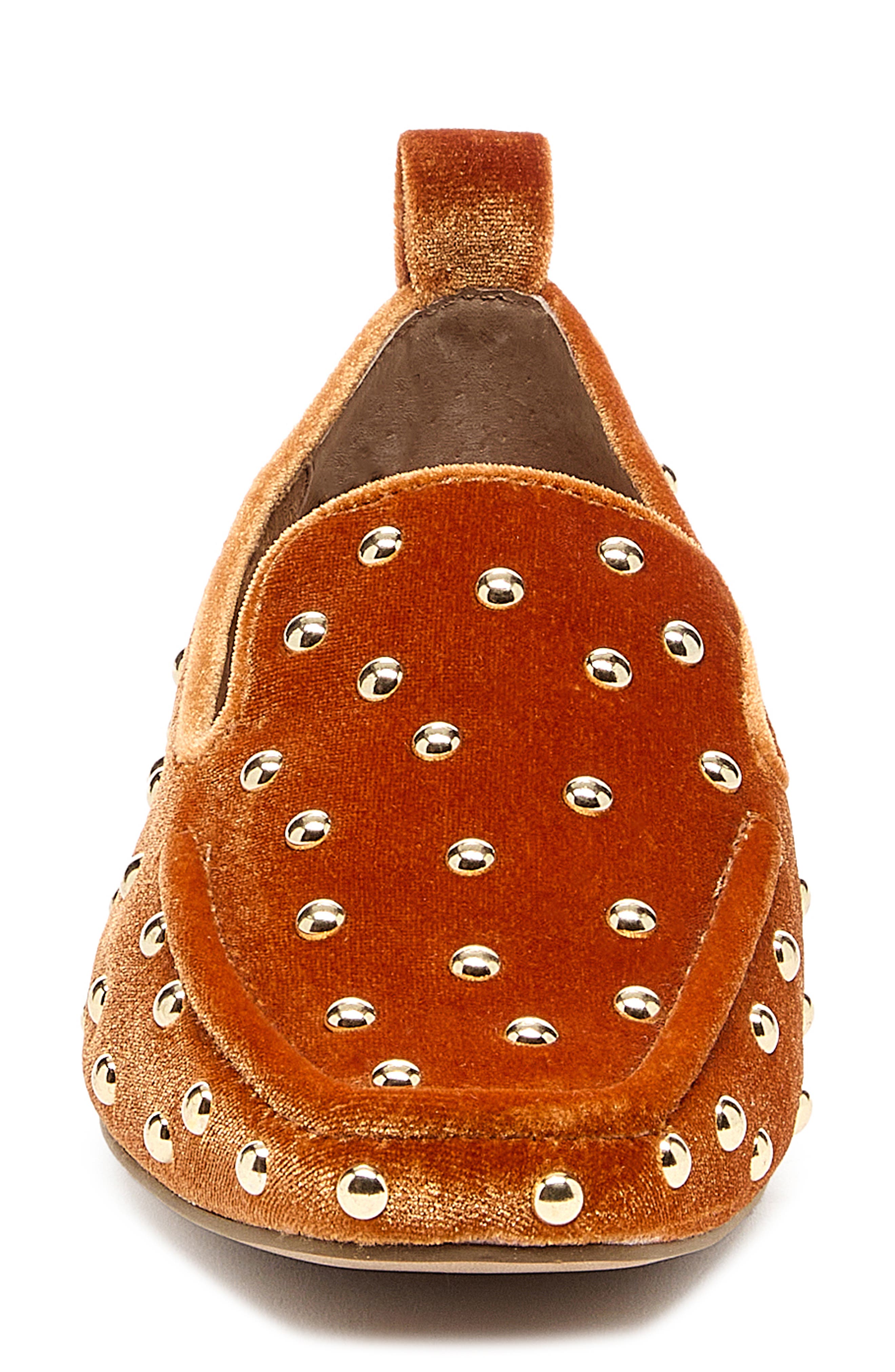 Kelsi Dagger Brooklyn Finley Studded Square Toe Flat, Alternate, color, Mustard