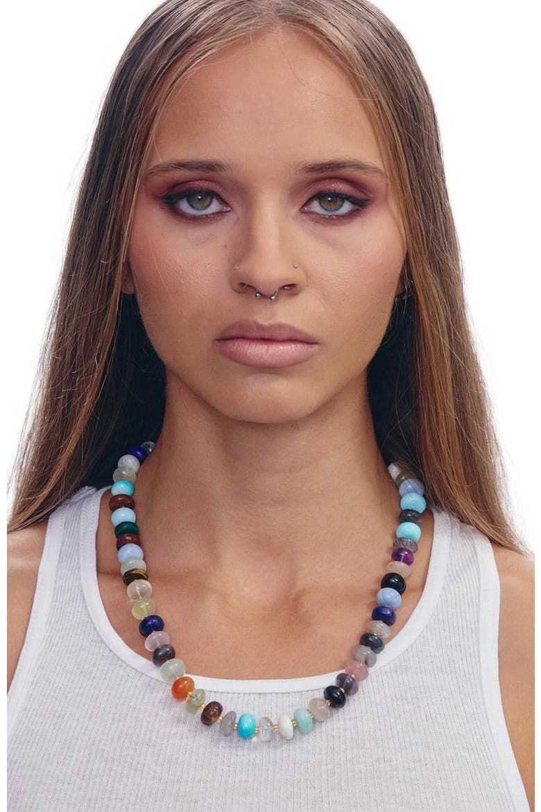 Lyla Mixed Gemstone Gold Plated Necklace, Alternate, color, Mixed Gemstone