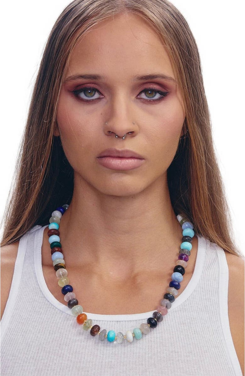 SHOP SPICY DAN Lyla Mixed Gemstone Gold Plated Necklace, Alternate, color, Mixed Gemstone