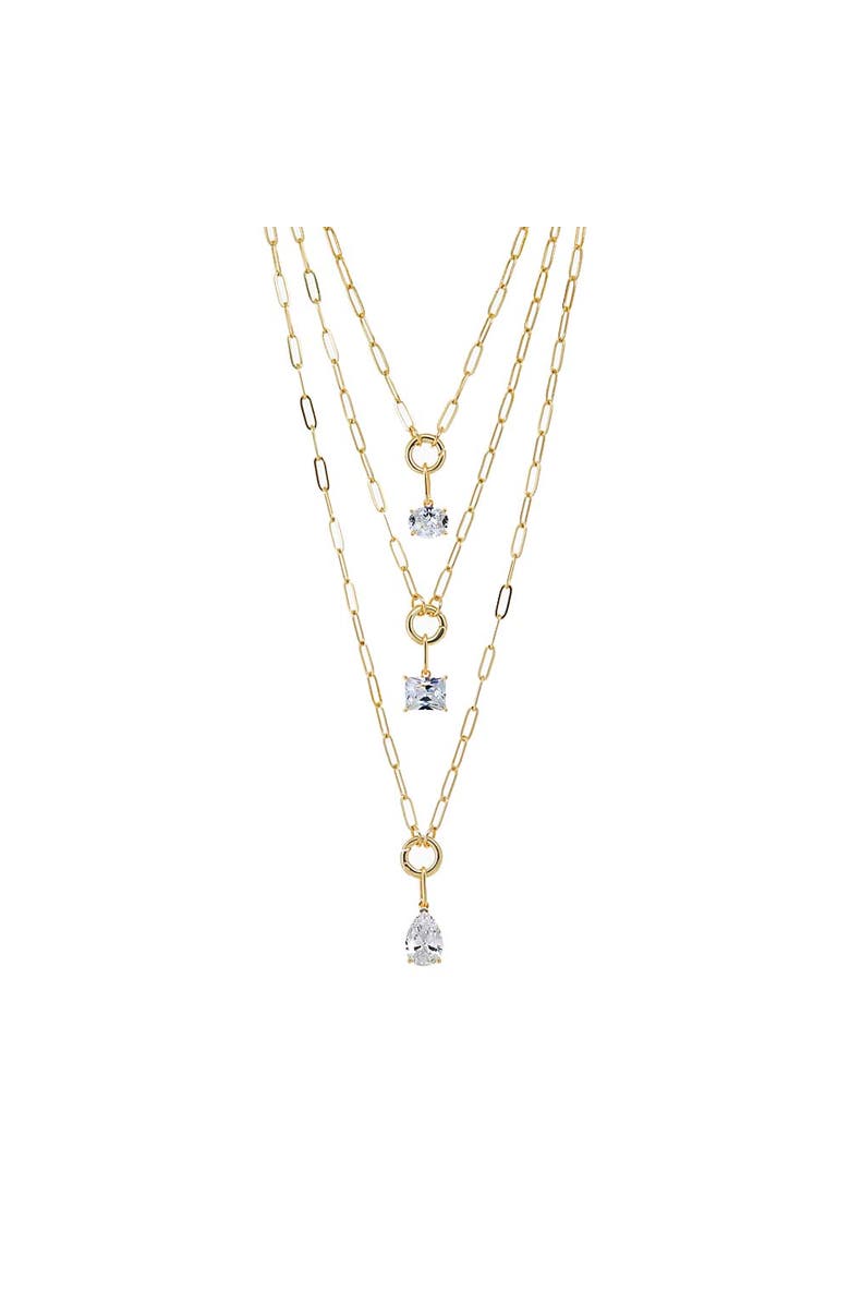 BY ADINA EDEN Colored CZ Emerald Charm & Paperclip Clicker Toggle Link Necklace, Alternate, color, Gold - 22 Inch