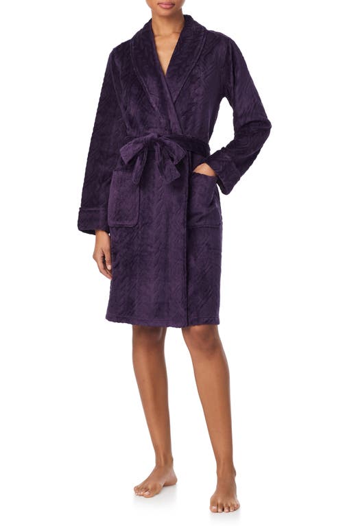 Ralph Lauren Lauren Fleece Monogram Robe In Purple