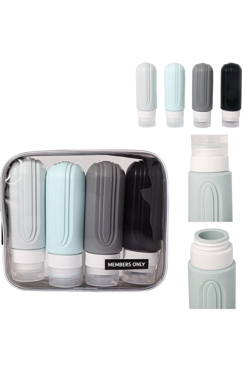 Members Only Silicone Travel Bottle Set, 4 Pack, Alternate, color, Multicolor