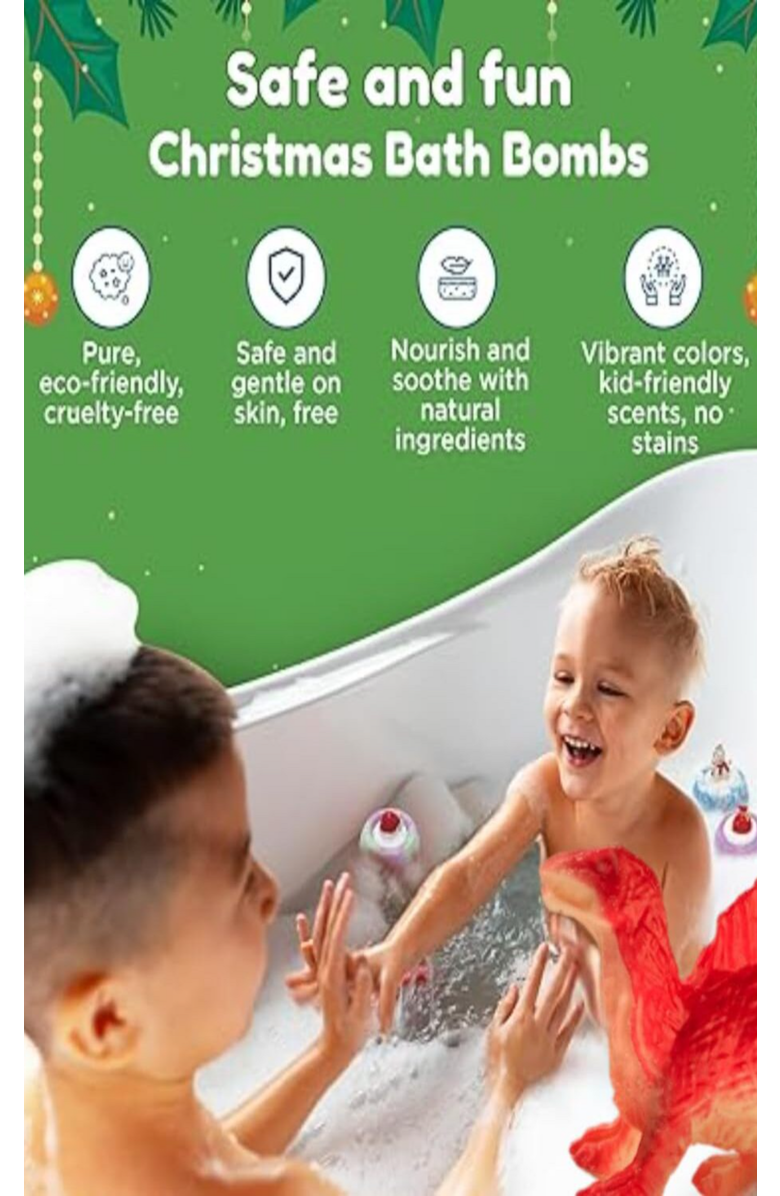 Lovery Dinosaur Bath Bomb 12-Piece Gift Set with Surprise Toys, Alternate, color, Multicolored Pastel