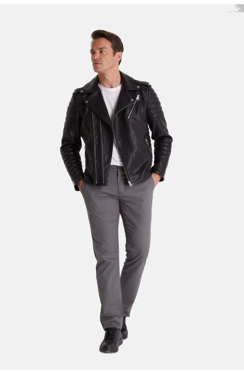 FURNIQ UK Quentin Leather Jacket, Alternate, color, Black