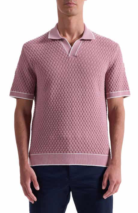 Bugatchi Johnny Collar Basket Stitch Cotton Blend Polo Sweater