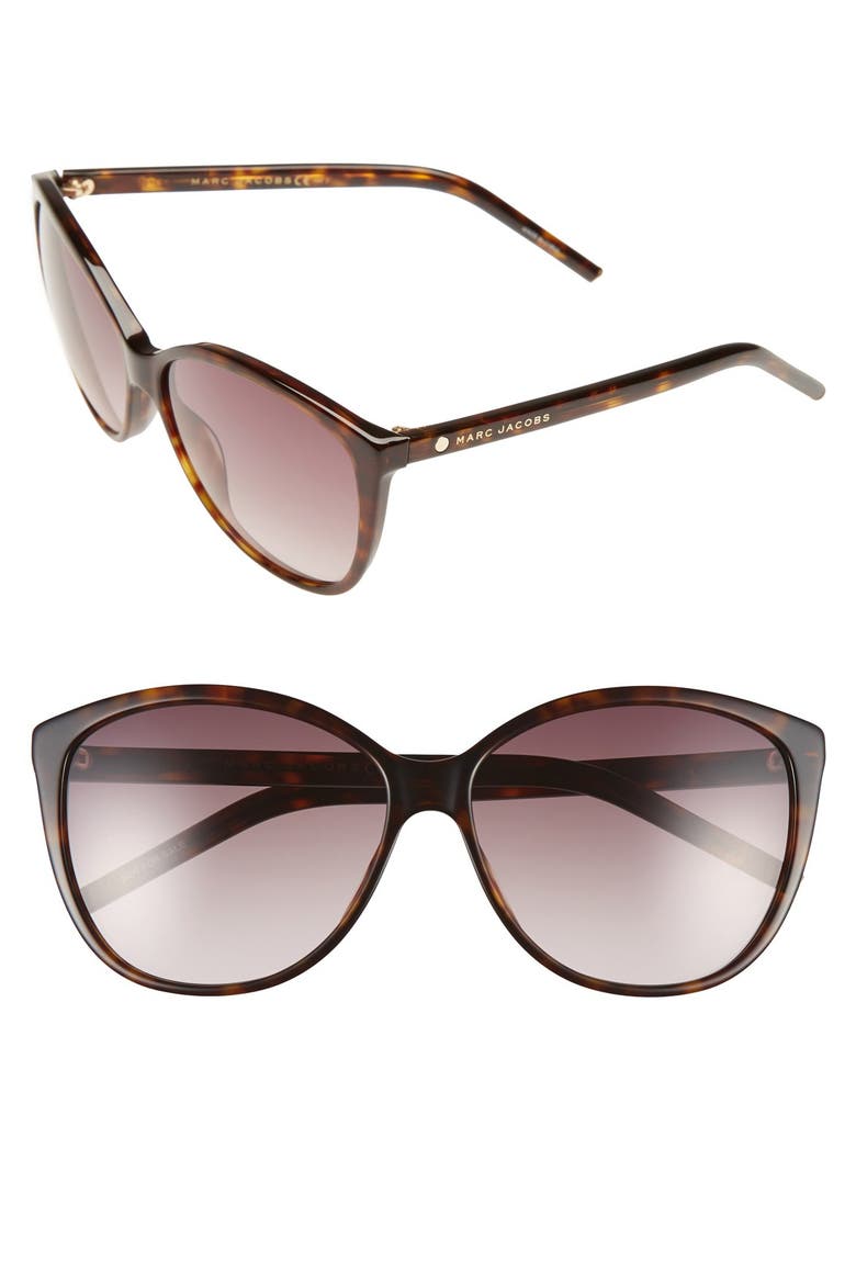 58mm Cat Eye Sunglasses, Main, color, DARK HAVANA