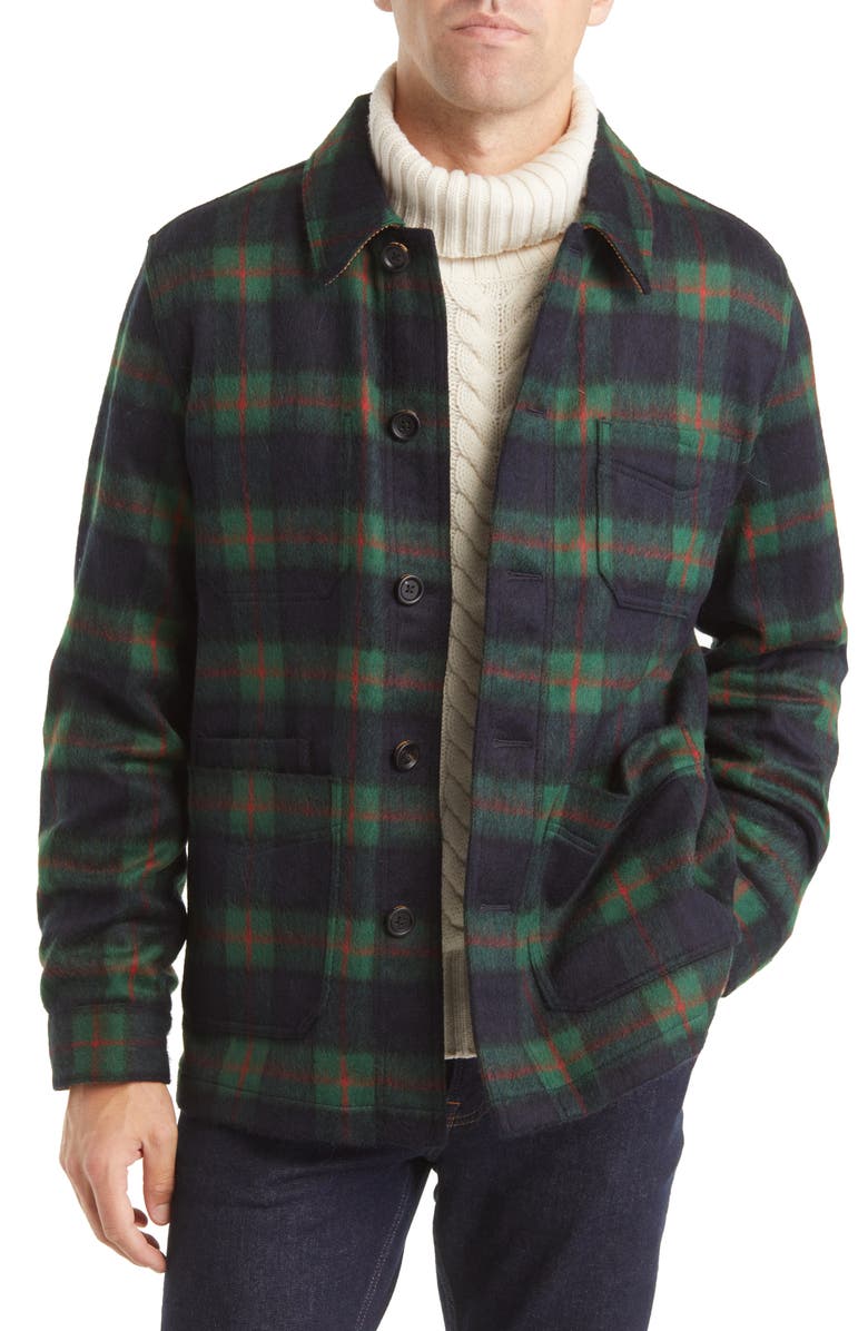 Brooks Brothers Plaid Wool Blend Shirt Jacket, Main, color,