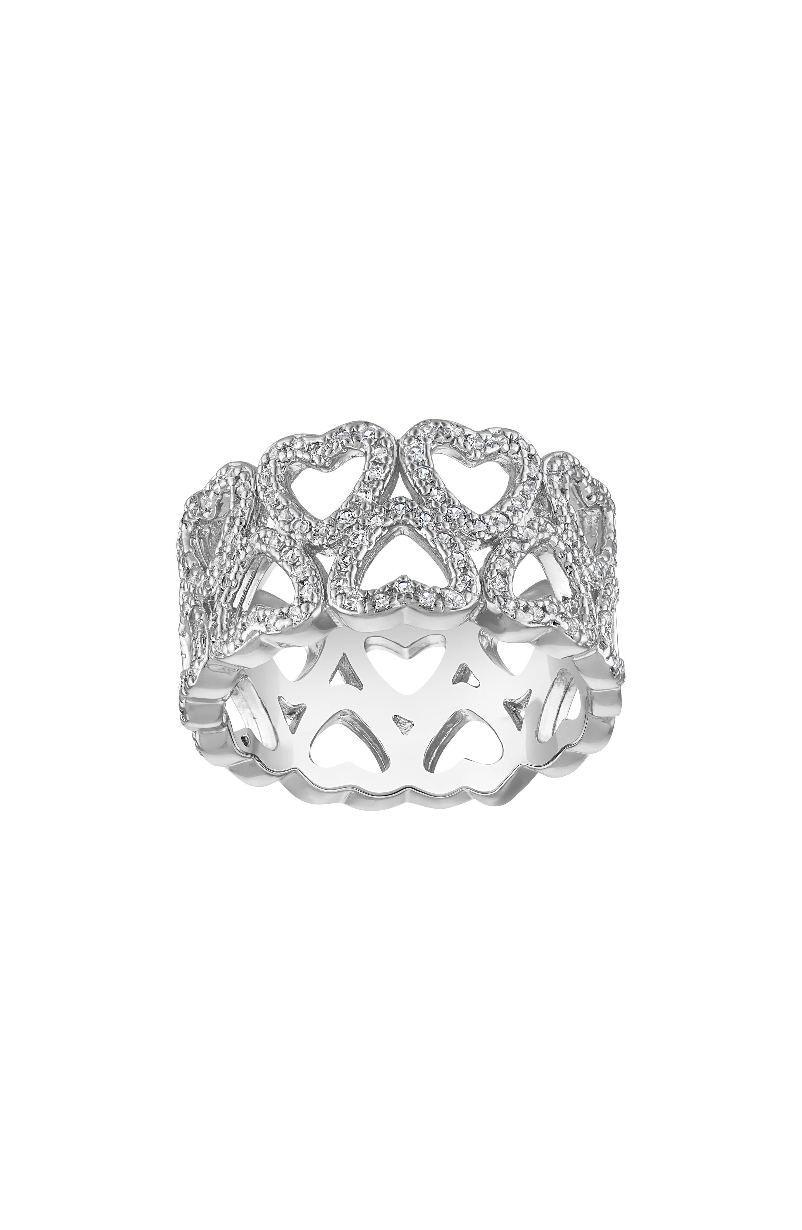 Lab Created White Sapphire Heart Band Ring