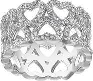FZN Lab Created White Sapphire Heart Band Ring