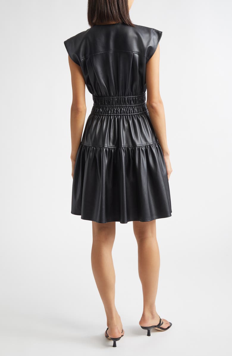 Derek Lam 10 Crosby Tora Faux Leather Fit & Flare Dress, Alternate, color, Black