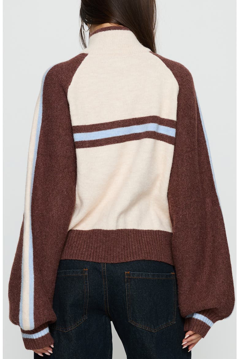 Lexanne Stripe Mock Neck Zip Sweater, Alternate, color, CREAM MULTI