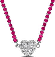DELMAR Lab Created White Sapphire Heart Necklace