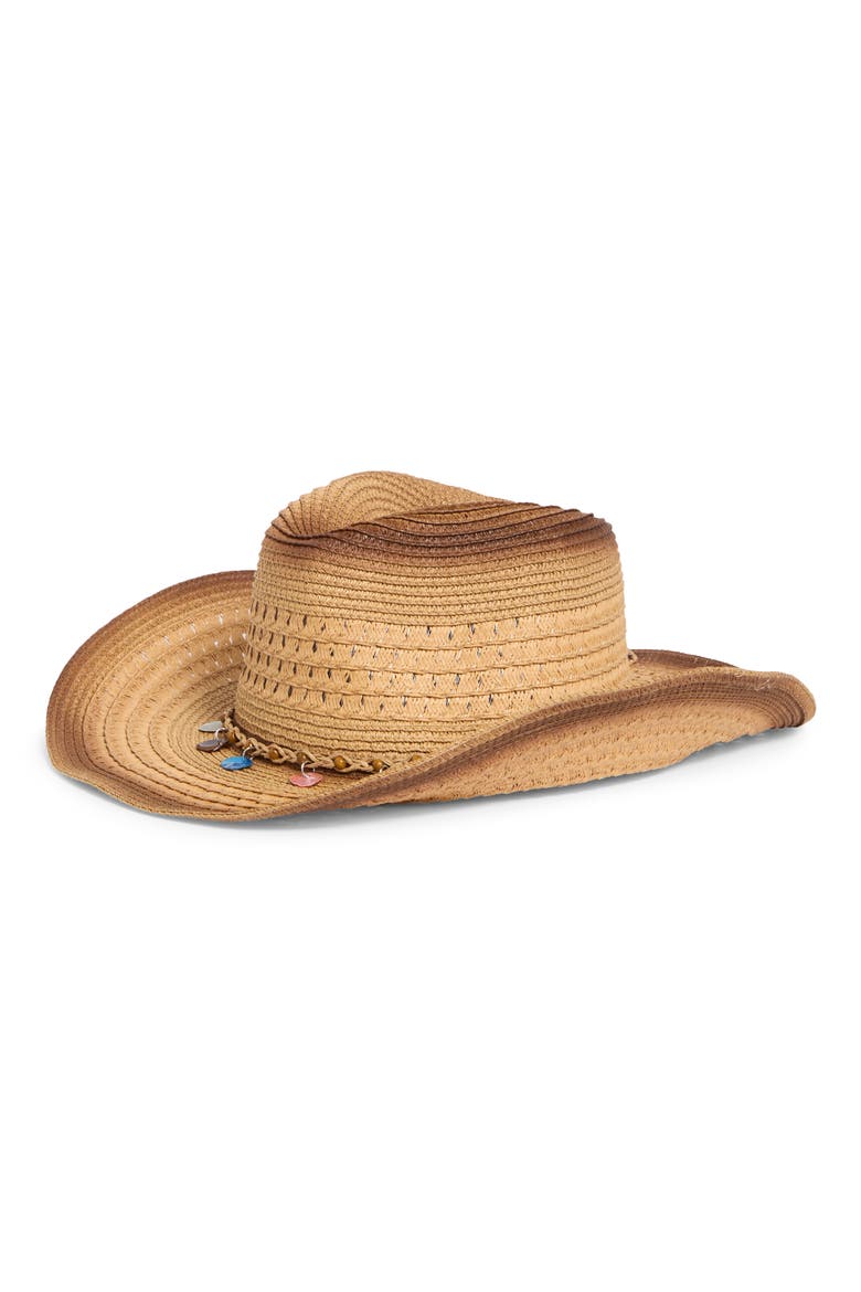 Shell Accent Straw Cowboy Hat, Main, color, NATURAL