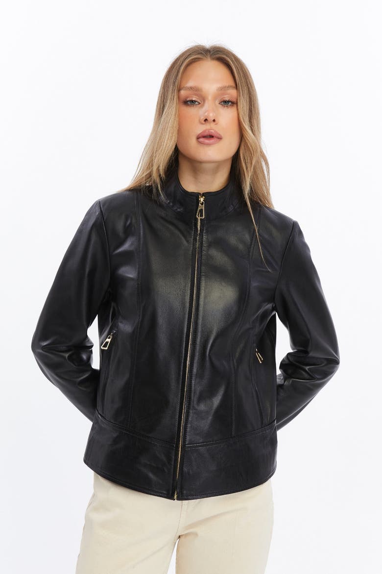 Blythe Leather Jacket, Alternate, color, Black