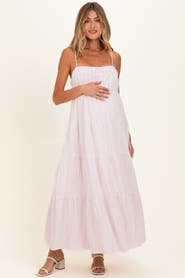 PinkBlush Striped Empire Waist Tiered Midi Dress