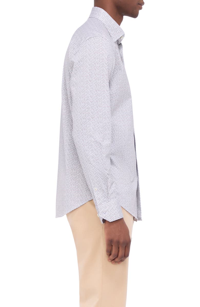 Bugatchi Jules OoohCotton<sup>®</sup> Microprint Button-Down Shirt, Alternate, color, Khaki